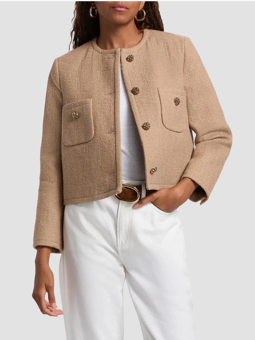 ba&sh Meredith Tweed Collarless Women's Blazer